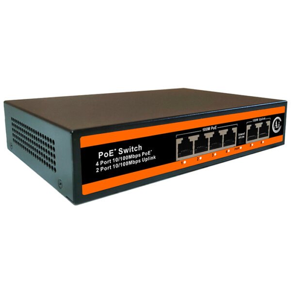 Switch POE AI 4CH + 2 Portas Uplink 100Mbps