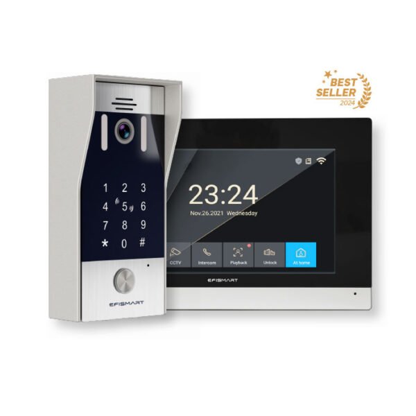 KIT 4 Fios Monitor 7” + Posto Externo 2MP C/Leitor Cartão