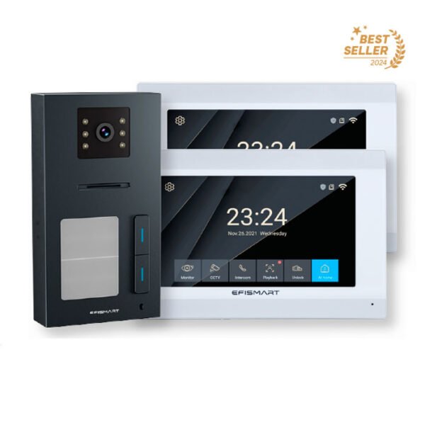 KIT 2 Fios 2x Monitores 10” + Posto Externo 2MP 2 Fios