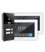 KIT Vídeo Porteiro 2x Monitores 7'' + Posto Externo C/Visão Noturna e Leitor Cartão IC 2 Botões POE