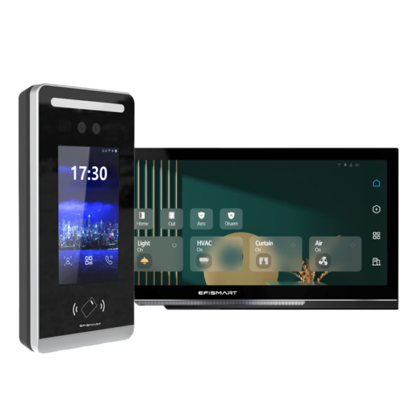 KIT POE Monitor 12" Android WIFI + Posto Externo C/Reconhecimento Facial Cartão RIFD