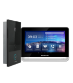 KIT POE Monitor 7" + Posto Externo 2MP 1 Botão Leitor Cartão RFID Cinza