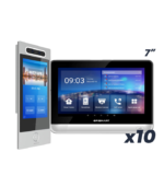 KIT POE 10x Monitores 7"+ Posto Externo 10" Android 2MP C/Reconhecimento Facial