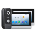 KIT 4 Fios 2x Monitores 7" WIFI + Posto Externo 4 Fios 2MP 1 Botão