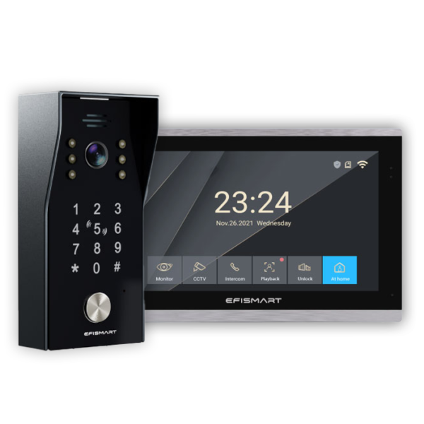 KIT 2 Fios Monitor 10" + Posto Externo C/Teclado / Cartão RIFD / Impre. Digital  WIFI