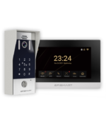 KIT 2 Fios Monitor 7" WIFI + Posto Externo C/Impr. Digital / Teclado / Cartão RFID Cinza/Preto