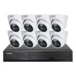 Sistema CCTV AHD - 8x Câmara Dome 5MP + Gravador AHD/IP 8CH 5MP