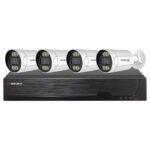 Sistema CCTV POE - 4x Câmara Bullet 4MP C/Deteção Movimento/Visão Nocturna + Gravador POE 4CH/IP 10CH 4K | Tuya