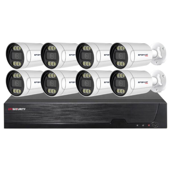 Sistema CCTV POE - 8x Câmara Bullet 4MP C/Deteção Movimento/Visão Nocturna + Gravador 8CH 4K | Tuya