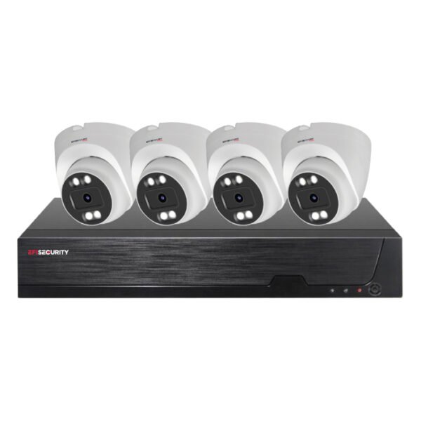 Sistema CCTV POE - 4x Câmara Dome 4MP C/Deteção Movimento/Visão Nocturna + Gravador 4CH/IP 10CH 4K | Tuya