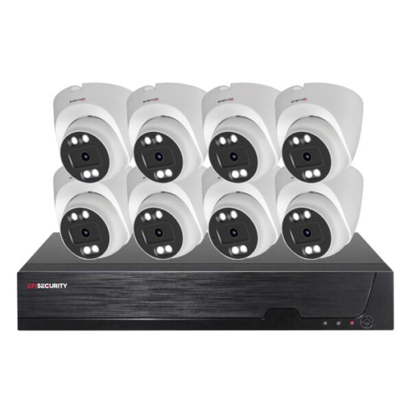 Sistema CCTV POE - 8x Câmara Dome 4MP C/Deteção Movimento/Visão Nocturna + Gravador 8CH 4K | Tuya