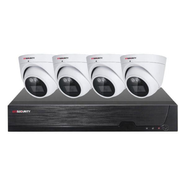 Sistema CCTV POE - 4x Câmara Dome 4K C/Visão Nocturna + Gravador POE 4CH/IP 10CH 4K