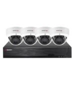 Sistema CCTV POE - 4x Câmara Dome 4K C/Visão Nocturna/X-Vision + Gravador POE 4CH + IP 10CH 4K