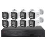 Sistema CCTV POE - 8x Câmara Bullet 4K C/Visão Nocturna AI/Rec. Facial + Gravador 8CH 4K | XMEye PRO