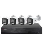 Sistema CCTV POE - 4x Câmara Bullet 4K C/Visão Nocturna/Deteção AI + Gravador POE 4CH/IP 10CH 4K | XMEye PRO