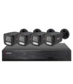 Sistema CCTV POE - 4x Câmara Bullet 4K C/Visão Nocturna/Deteção AI + Gravador POE 4CH/IP 10CH 4K | XMEye PRO | Preto