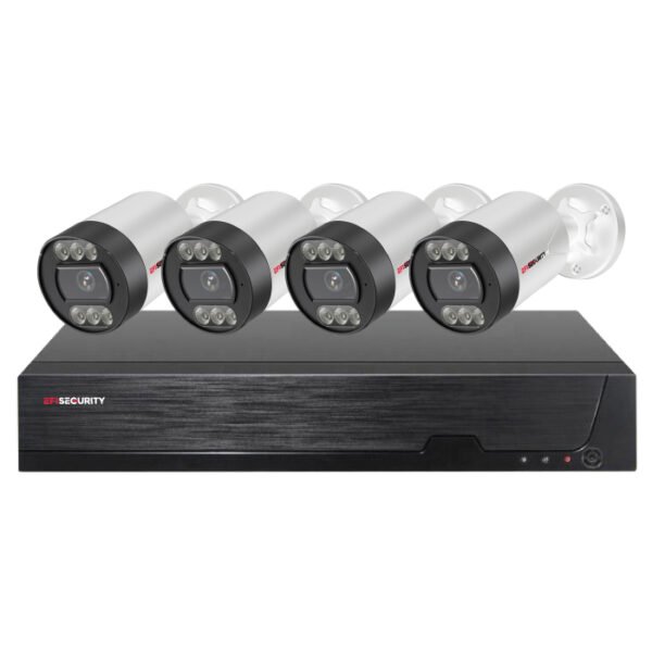 Sistema CCTV POE - 4x Bullet 5MP C/Visão Nocturna/Deteção Movimento + Gravador POE 4CH + IP 10CH 4K | XMEye PRO