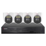 Sistema CCTV POE - 4x Câmara Dome 5MP C/Detecão AI/Visão Nocturna + Gravador POE 4CH/IP 10CH 4K | XMEye PRO