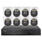 Sistema CCTV POE - 8x Câmara Dome 5MP C/Detecão AI/Visão Nocturna + Gravador 8CH 4K | XMEye PRO
