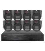 Sistema CCTV POE - 8x Câmara Dome 5MP C/Detecão AI/Visão Nocturna + Gravador POE 8H 4K | XMEye PRO | Preto