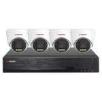 Sistema CCTV POE - 4x Câmara Dome 4MP C/Visão Nocturna/Detecção + Gravador POE 4CH/IP 10CH 4K | XMEye PRO