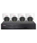 Sistema CCTV POE - 4x Câmara Dome 4MP C/Visão Nocturna/Detecção + Gravador POE 4CH/IP 10CH 4K | XMEye PRO