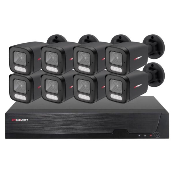 Sistema CCTV POE - 8x Câmara Bullet 5MP C/Visão Nocturna/X-Vision + Gravador 8CH 4K | Tuya | Preto