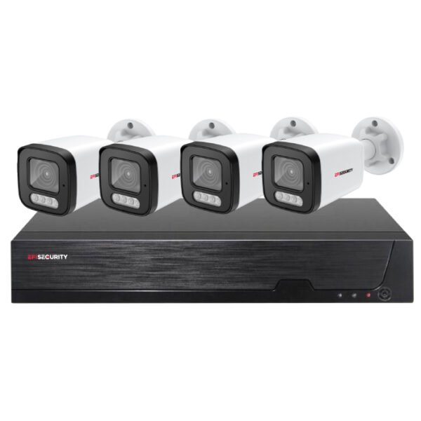 Sistema CCTV POE - 4x Câmara Bullet 5MP C/Visão Nocturna/X-Vision + Gravador POE 4CH/IP 10CH 4K | Tuya