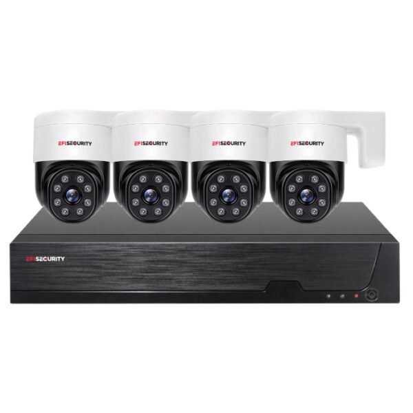 Sistema CCTV POE - 4x Câmara PTZ 6MP C/AI Track/Visão Nocturna + Gravador POE 4CH/IP 10CH 4K | Tuya