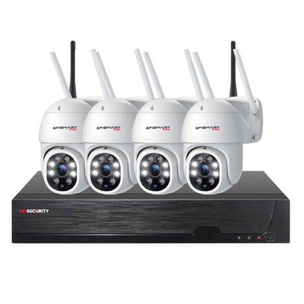 Sistema CCTV WIFI - 4x Câmara PTZ 3MP C/Visão Nocturna/AI Track + Gravador 10CH 5MP | Tuya