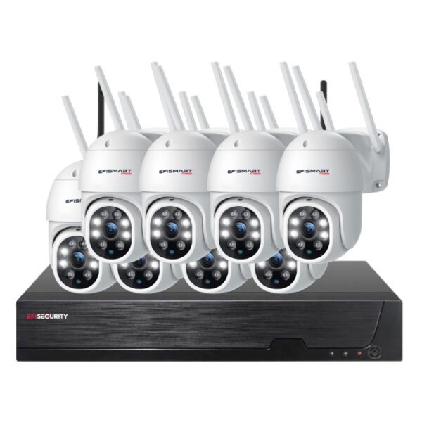 Sistema CCTV WIFI - 8x Câmara PTZ 3MP C/Visão Nocturna/AI Track + Gravador 10CH 5MP | Tuya