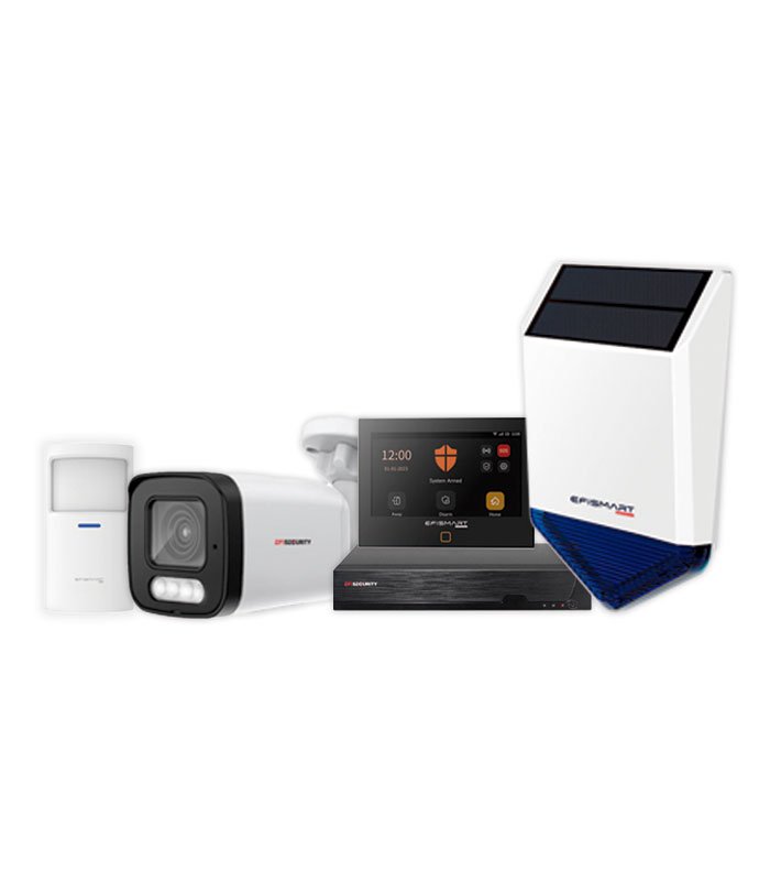 SI54 Sistema Segurança PRO – 4x Câmara POE 4K + Central Intrusão + Gravador + Sirene C/Painel Solar + 2x Sensor Movimento + 2x Sensor Porta/Janela - Image 1