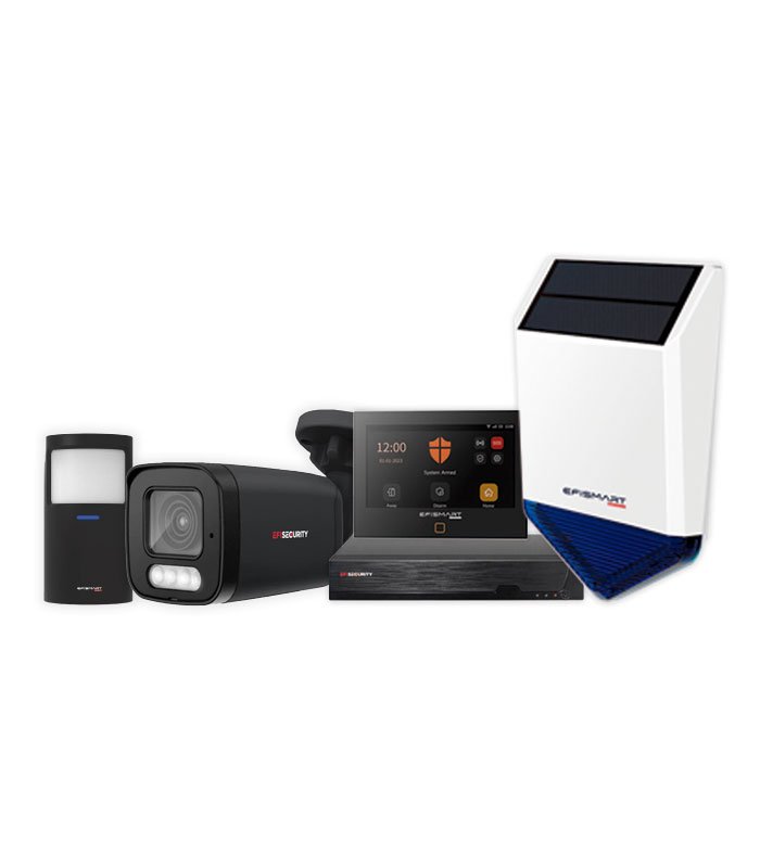 SI55 Sistema Segurança PRO – 4x Câmara POE 4K + Central Intrusão + Gravador + Sirene C/Painel Solar + 2x Sensor Movimento + 2x Sensor Porta/Janela | Preto - Image 1